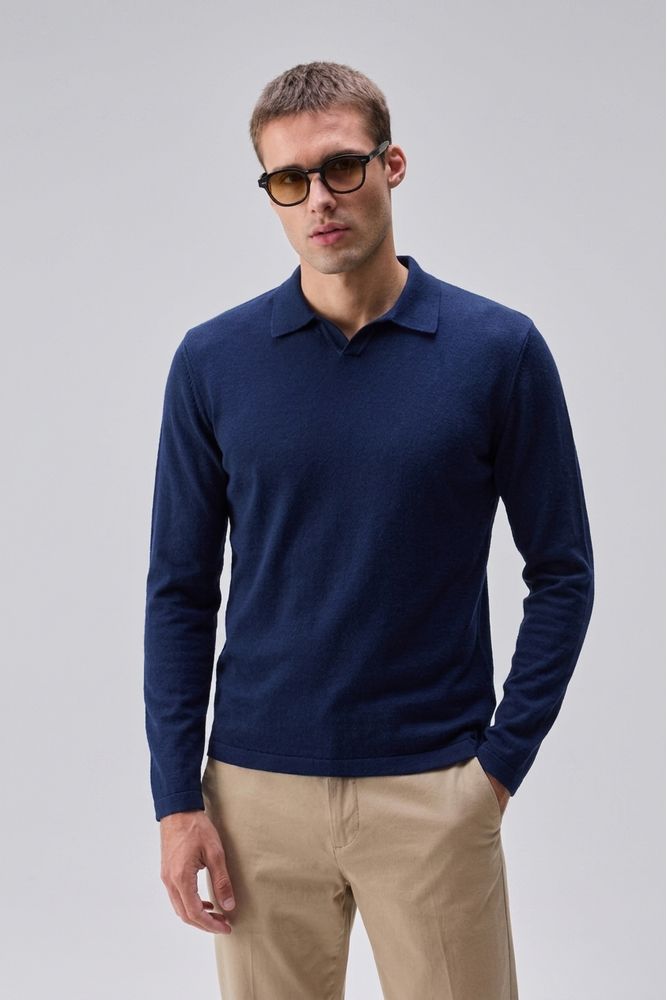 tricot polo solitude azul